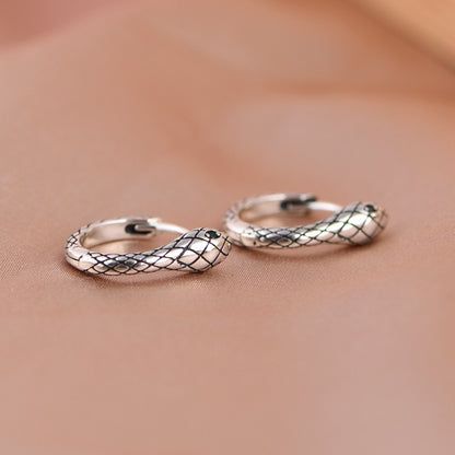 Goth Style Sterling Silver Snake Earrings - One Pair | GothReal