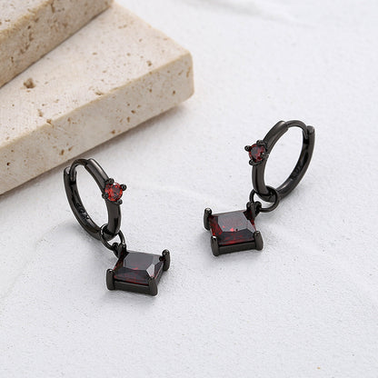 Goth Style Sterling Silver Square Diamond Earrings - A Pair | GothReal