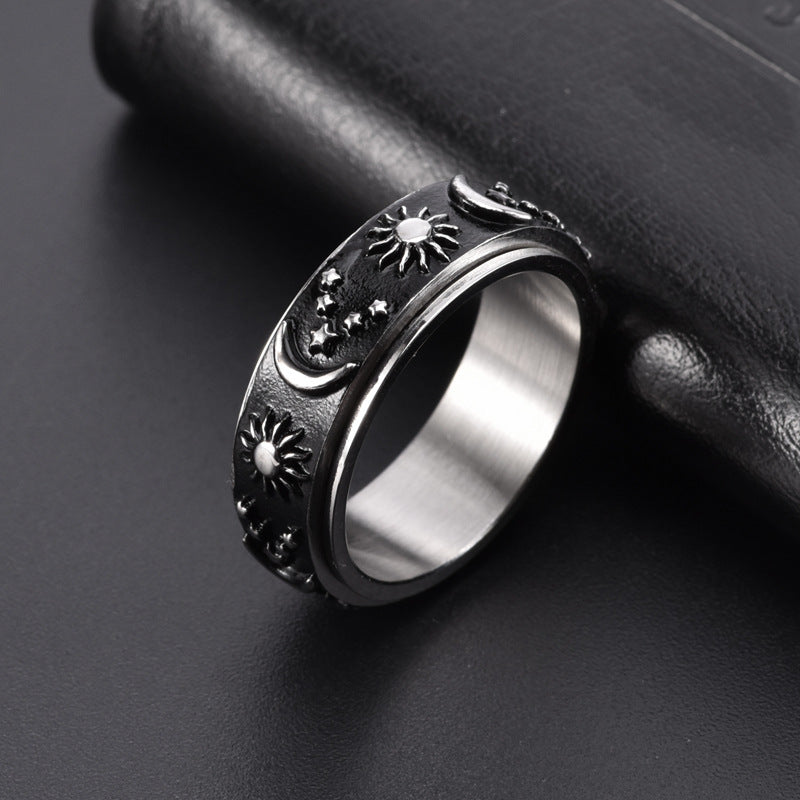 Goth Style Sun Moon Star Spinner Ring | GothReal