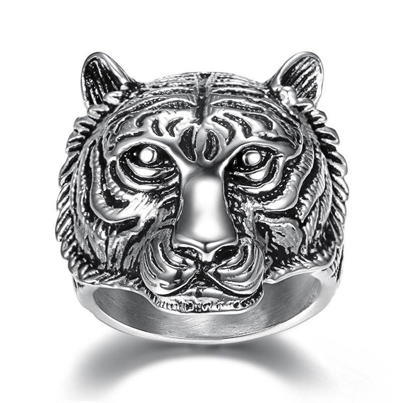 Goth Style Tiger Head Ring | GothReal
