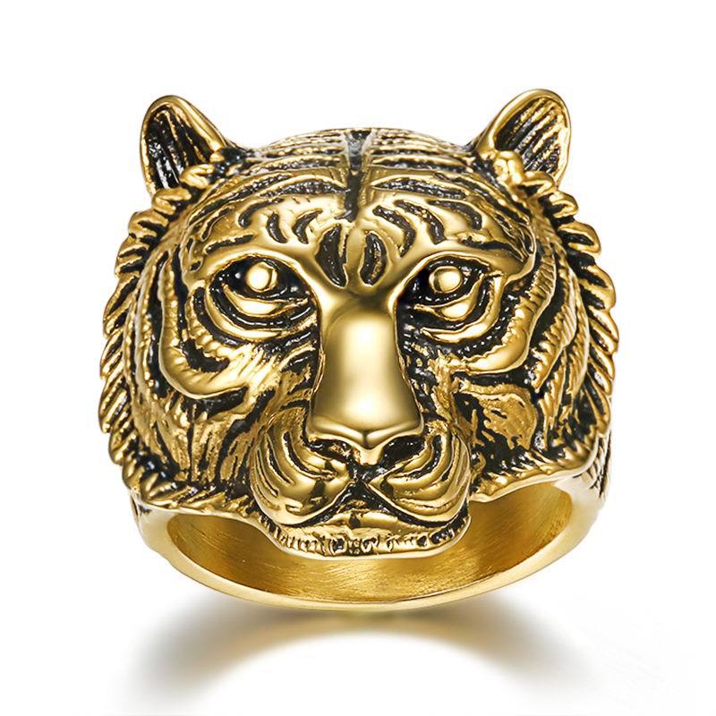 Goth Style Tiger Head Ring | GothReal