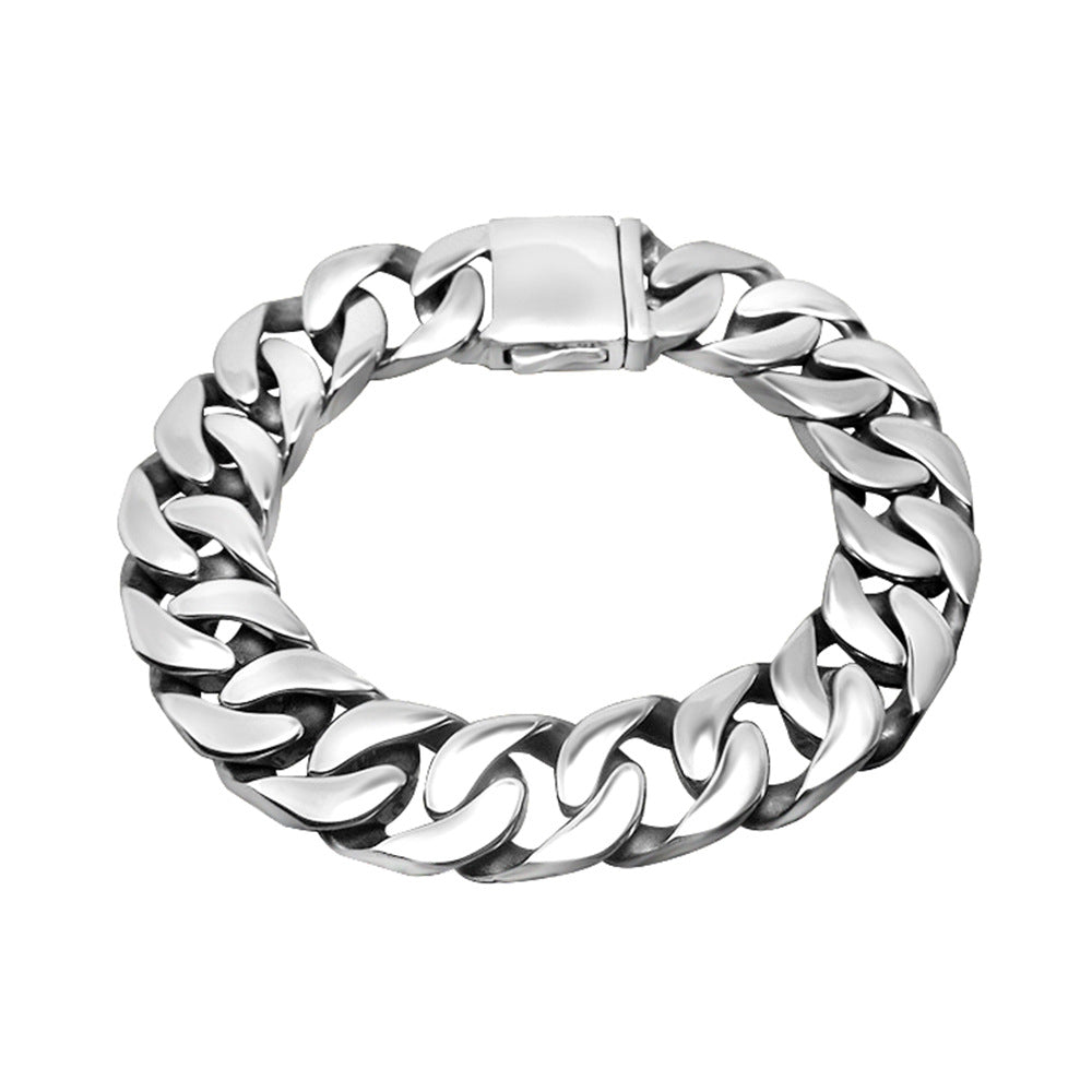 Goth Style Titanium Steel Men's Glossy Flat Rock Cast Bracelet | GothReal
