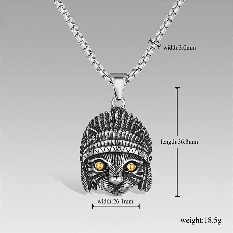 Goth Style Tribal Cat Pendant With Necklace | GothReal