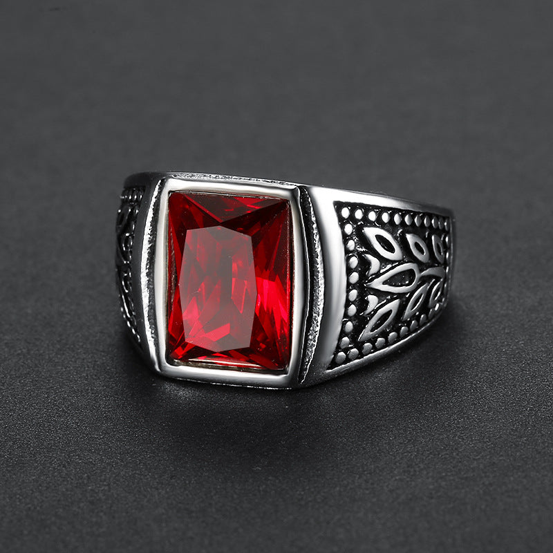 Goth Style Tulip Gemstone Ring - Red | GothReal