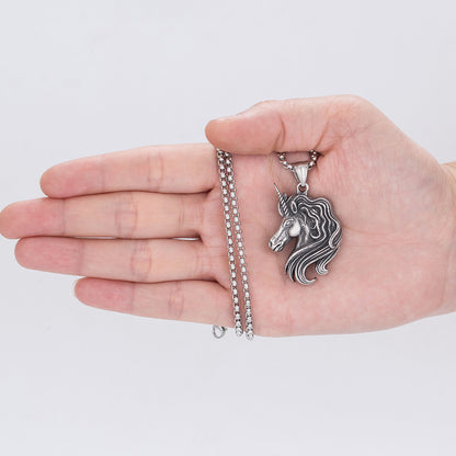 Goth Style Unicorn Pendant With Necklace | GothReal