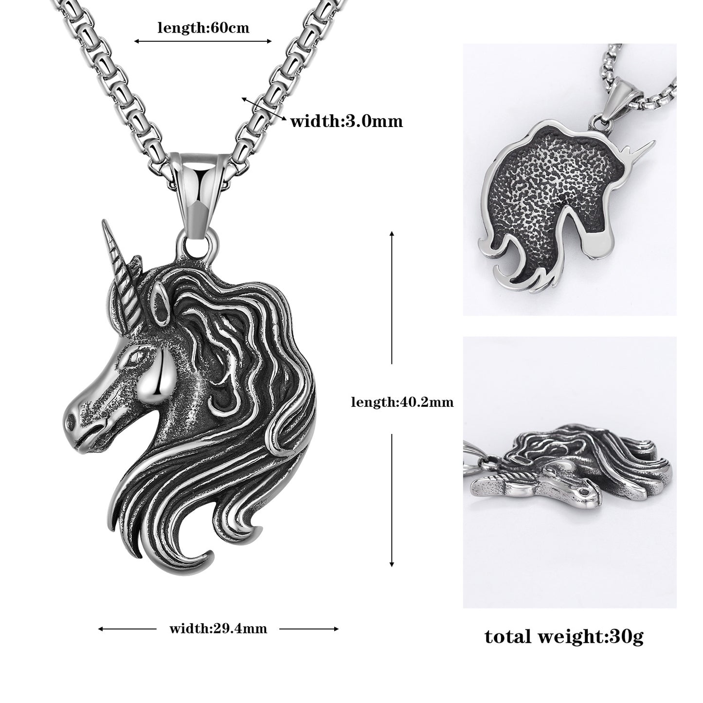 Goth Style Unicorn Pendant With Necklace | GothReal