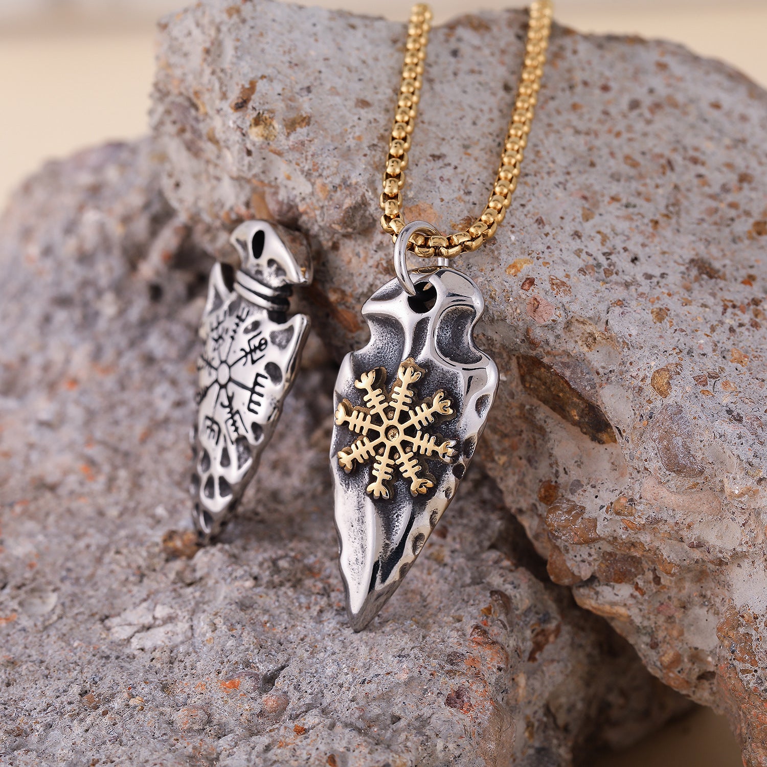 Goth Style Viking Arrow Compass Pendant with Necklace | GothReal