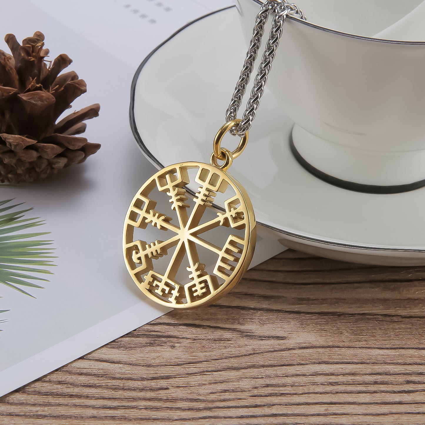 Goth Style Viking Compass Vegvisir Necklace | GothReal