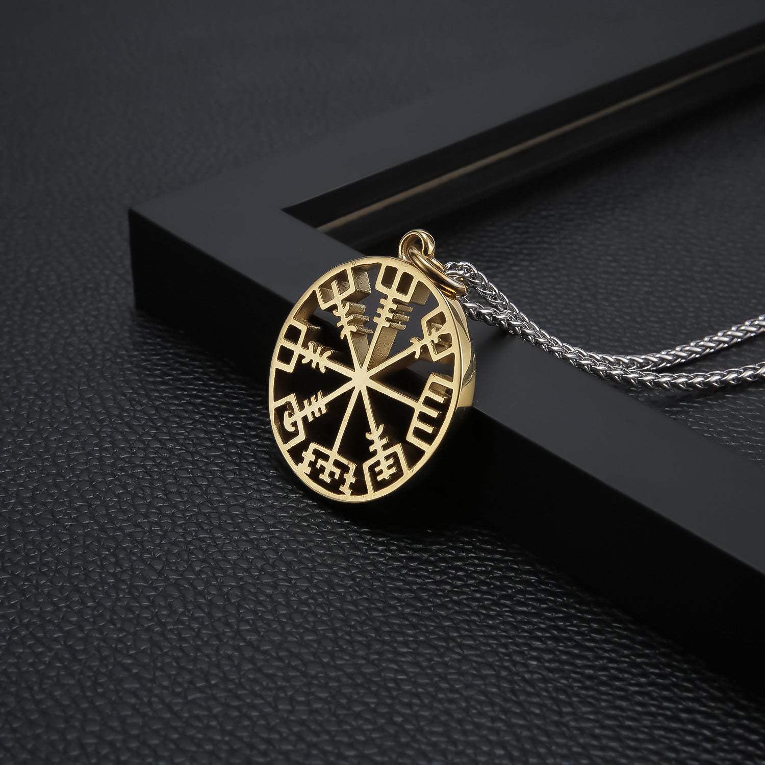Goth Style Viking Compass Vegvisir Necklace - Silver | GothReal
