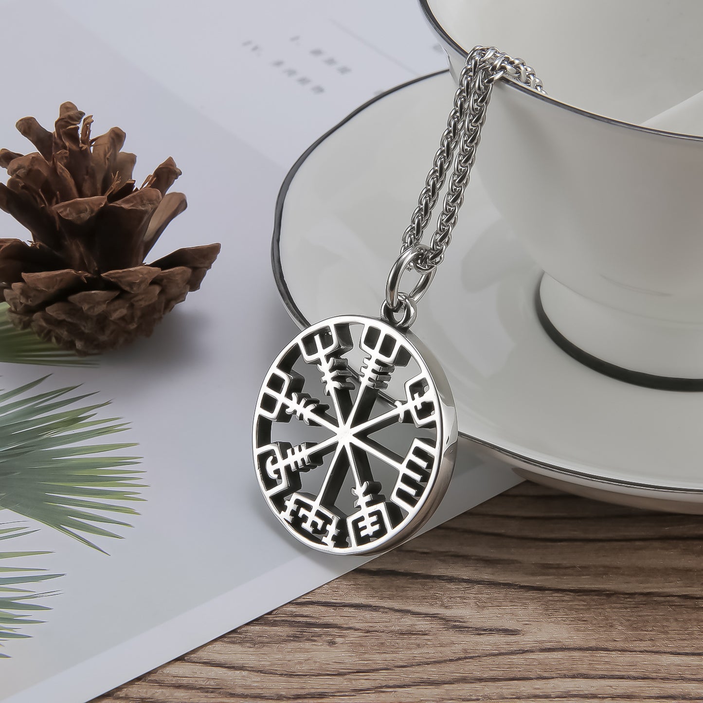 Goth Style Viking Compass Vegvisir Necklace | GothReal