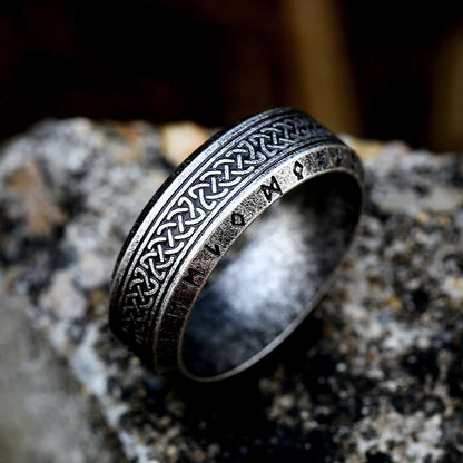 Goth Style Viking Rune Celtic Knot Ring - Silver | GothReal