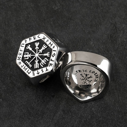 Goth Style Viking Rune Compass Ring | GothReal