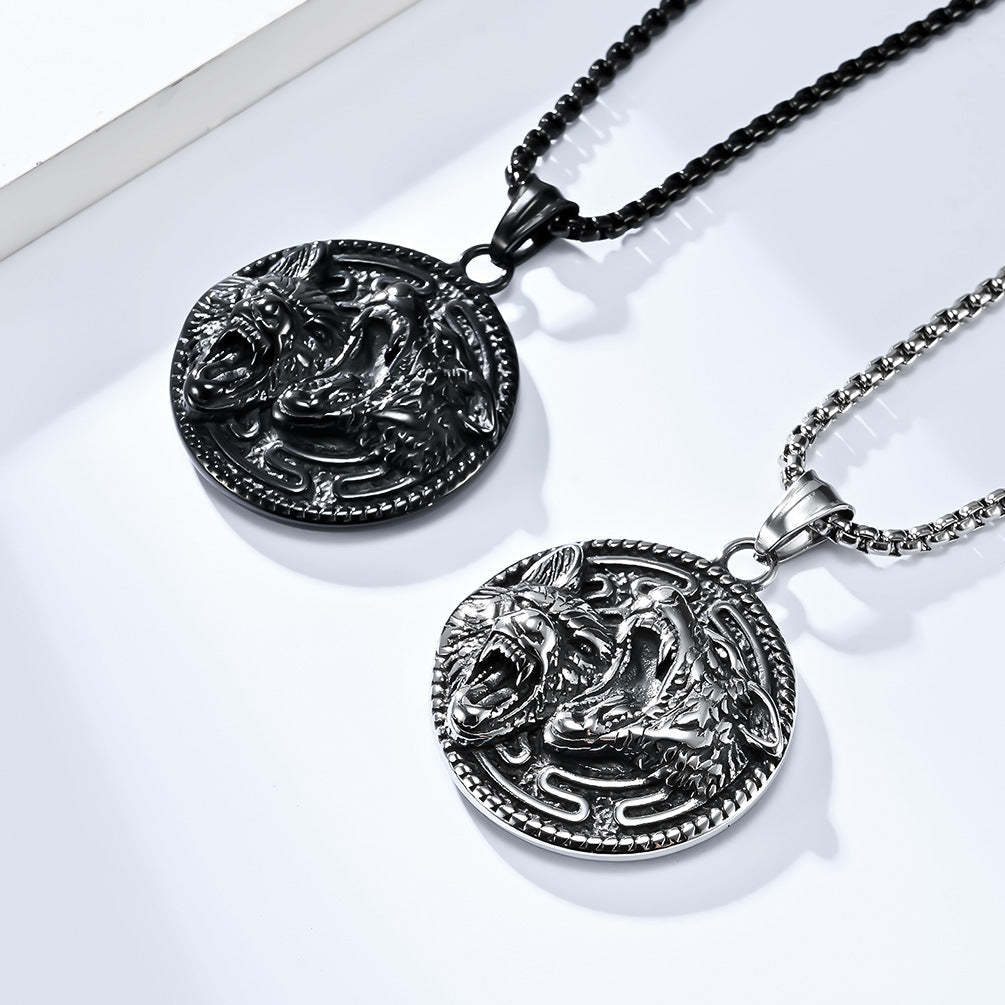 Goth Style Viking Wolf Head Pendant With Necklace | GothReal