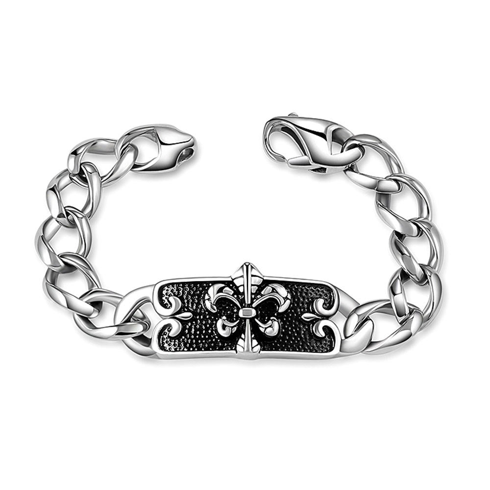 Goth Style Vintage Cross Gothic Pattern Bracelet - Silver | GothReal