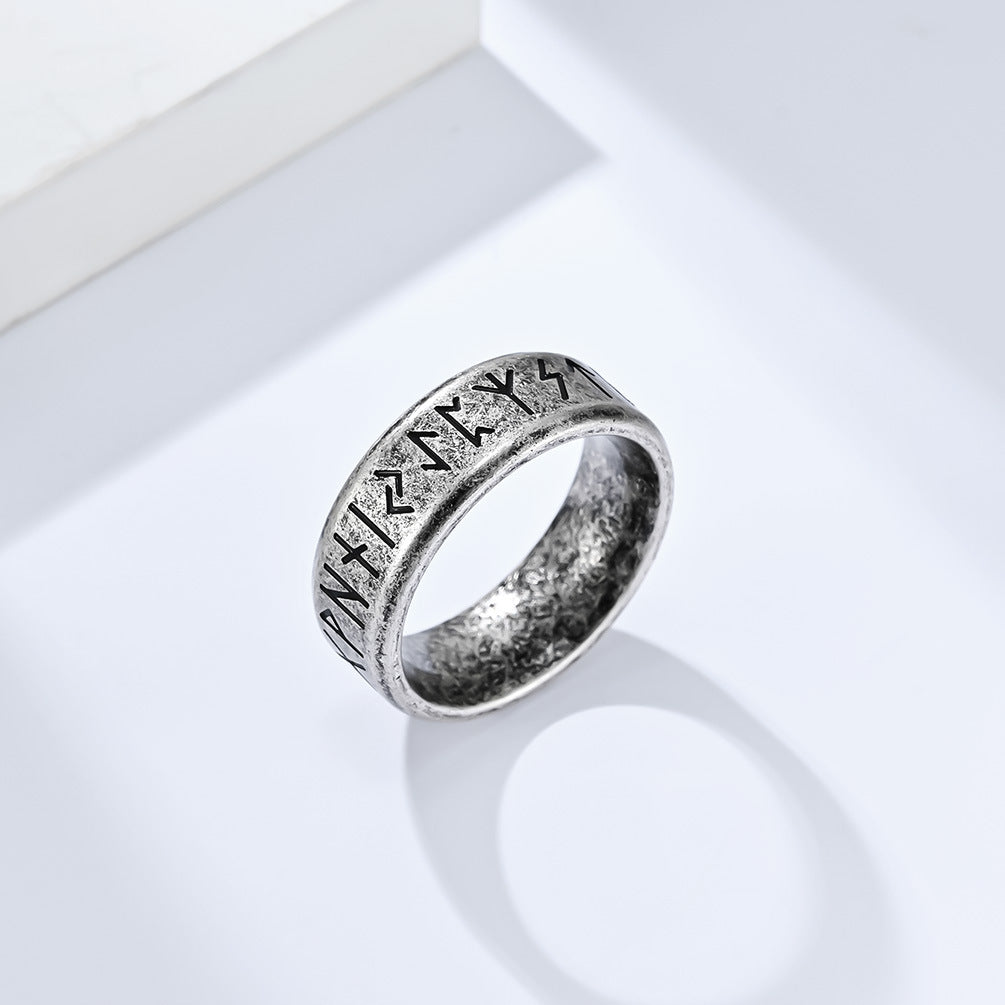 Goth Style Vintage Viking Rune Ring - Black | GothReal