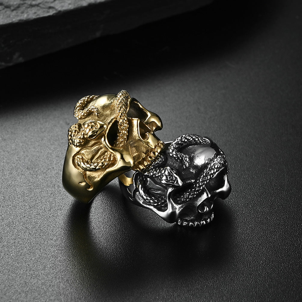Goth Style Viper Skull Ring | GothReal