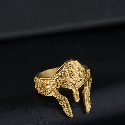 Goth Style Warrior Mask Ring - Gold | GothReal