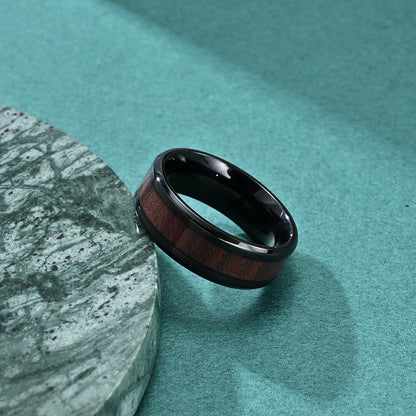 Goth Style Wood Grain Drip Ring - Black | GothReal
