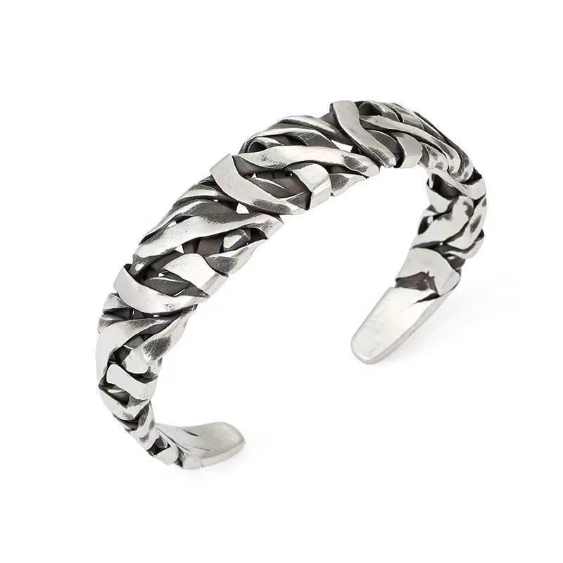 Adjustable Woven Stainless Steel Bracelet Silver Bracelets - GOTH-REAL