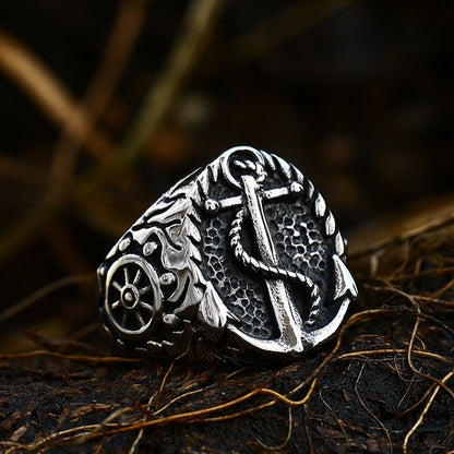 Compass Anchor Ring Rings - GOTH-REAL