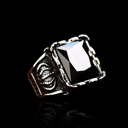 Crown Gemstone Ring Black Rings - GOTH-REAL