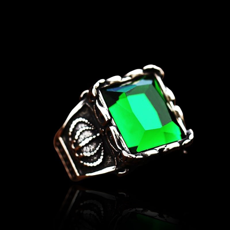 Crown Gemstone Ring Malachite Green Rings - GOTH-REAL