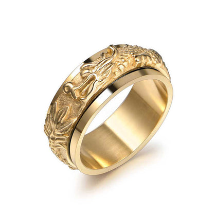 Dragon Spinner Ring Gold Rings - GOTH-REAL