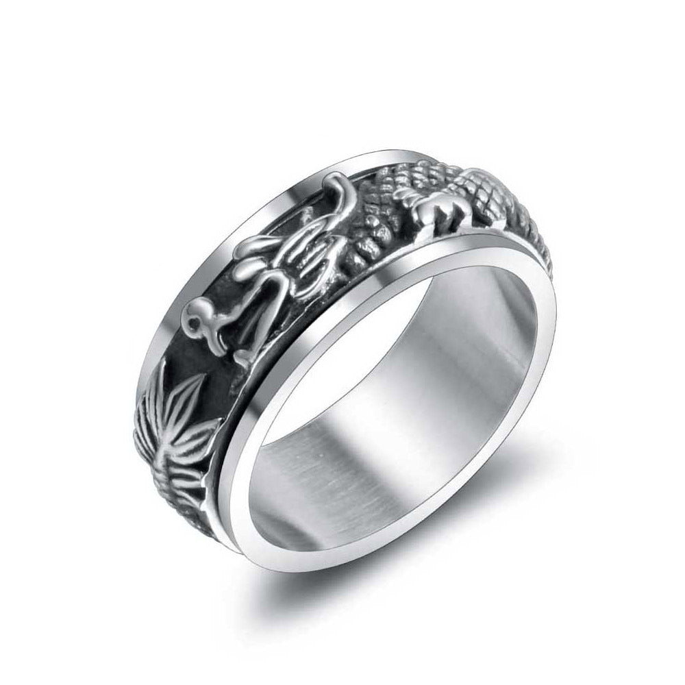 Dragon Spinner Ring Silver Rings - GOTH-REAL
