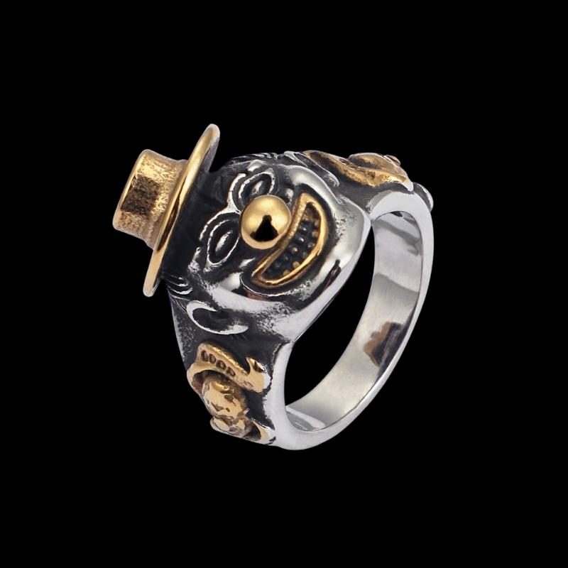 Ghost Face Clown Ring Gold Rings - GOTH-REAL