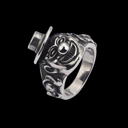 Ghost Face Clown Ring Silver Rings - GOTH-REAL