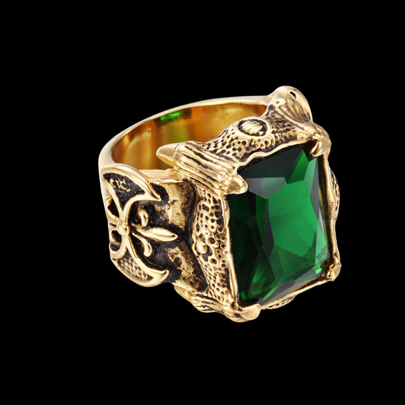 Gothic Gemstone Ring Green Rings - GOTH-REAL