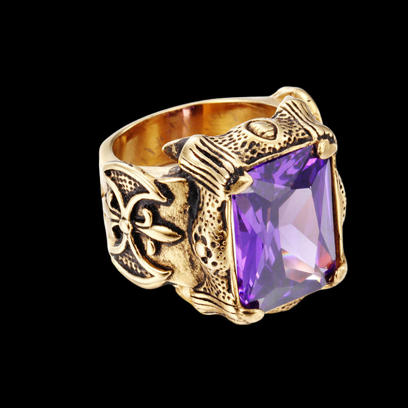 Gothic Gemstone Ring Purple Rings - GOTH-REAL