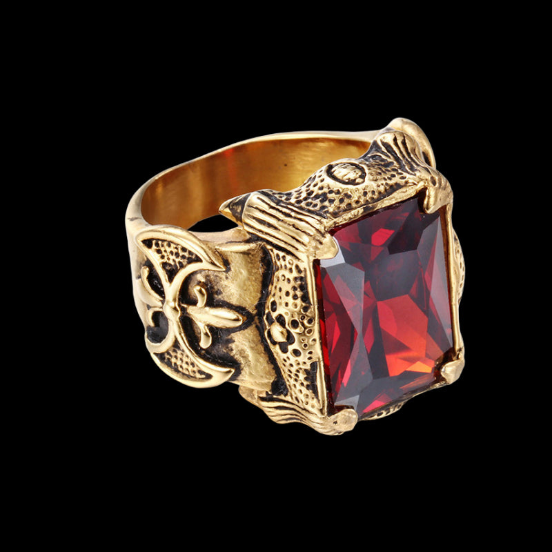 Gothic Gemstone Ring Red Rings - GOTH-REAL