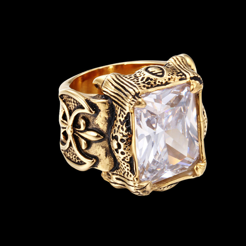 Gothic Gemstone Ring White Rings - GOTH-REAL