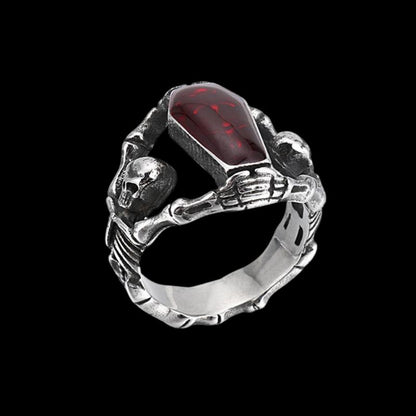 Gothic Vampire Coffin Ring Silver Rings - GOTH-REAL