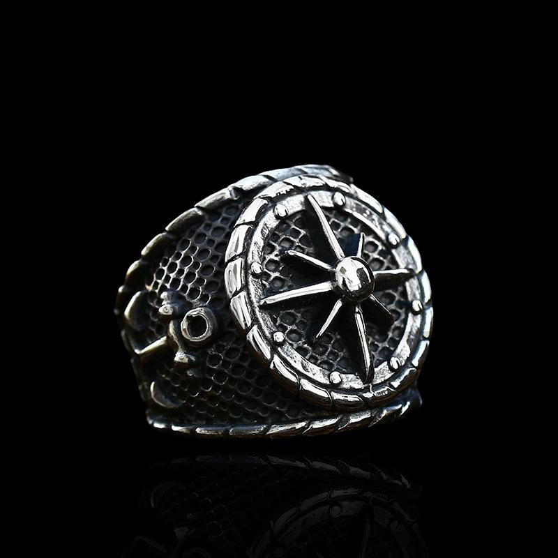 Marine Compass Ring Silver Rings - GOTH-REAL