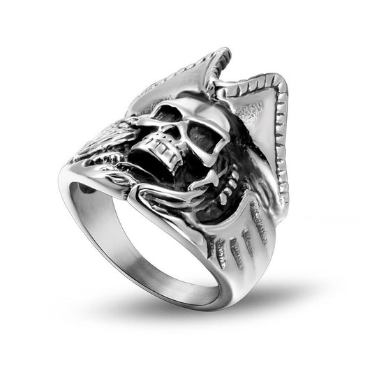 Pirate Captain Skull Ring Rings - GOTH-REAL