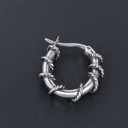 Rattan Stainless Steel Earring - Single Silver Earrings - GOTH-REAL