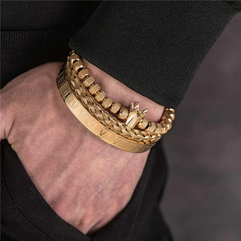 Roman Crown Braided Bracelet Gold Bracelets - GOTH-REAL