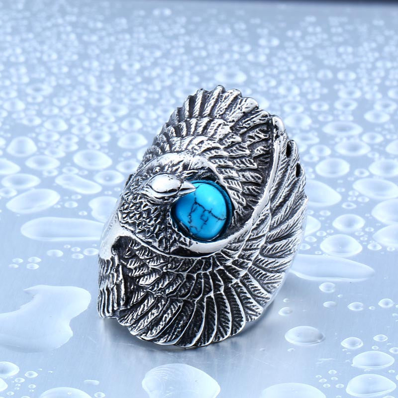 Vintage Turquoise Eagle Wings Ring Rings - GOTH-REAL